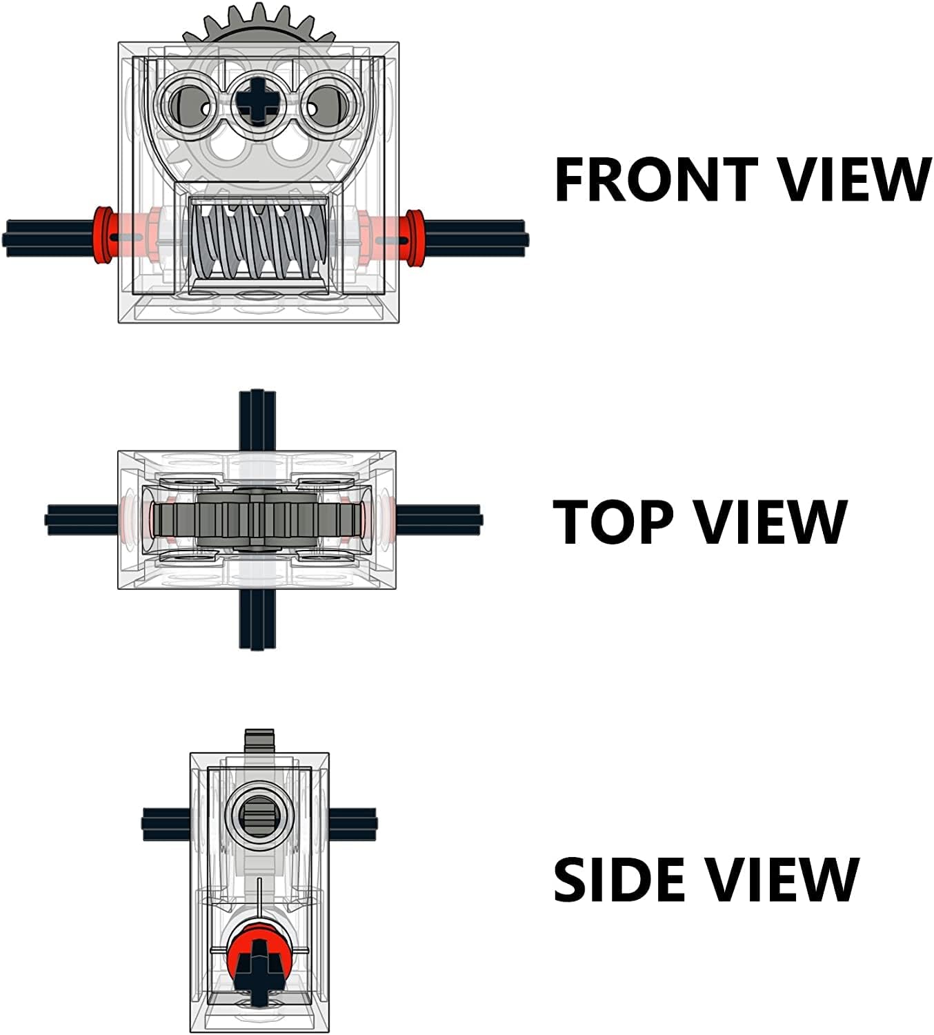 SEEMEY 5 Sets of Technical Parts Complete Gearbox Assembly Trans-Clear Wormbox Gear Motor Reducer Block Mindstorms Robotics ev3 NXT MOC Transparent Robotics Power Function Compatible with Part 6588