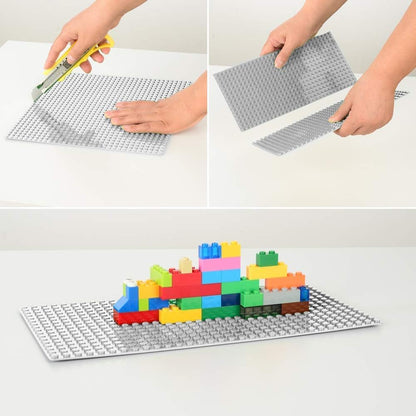 MIMAX Peel-and-Stick Baseplates - Self Adhesive Building Brick Plates - Compatible with All Major Brands - 4 Pack - 10 inch x 10 inch (Dark Gray)