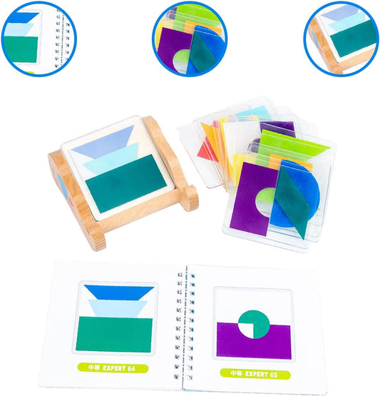 predolo Wooden Pattern Blocks, Brain Teaser Puzzle, Shape Puzzle Tangram Shapes for Focus Reasoning Skills Patience Visual Perception