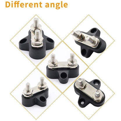 Heart Horse Bus Bar Terminal Block, Power Stud Battery Junction Post 1/4" Power Distribution Block Positive Negative for Truck RV Boat, Dual Power Stud DC 48V 250A (Red & Black Set)