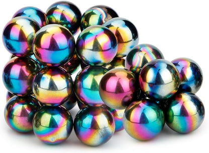 Dilabnba 28PCS Rainbow Hematite Magnetic Ball Fidget Toy for Adults, Men Women Magnetic Hand Roller Office Desk Toys for Gifts, Science Kit Rare Earth Magnets with Fiber Case
