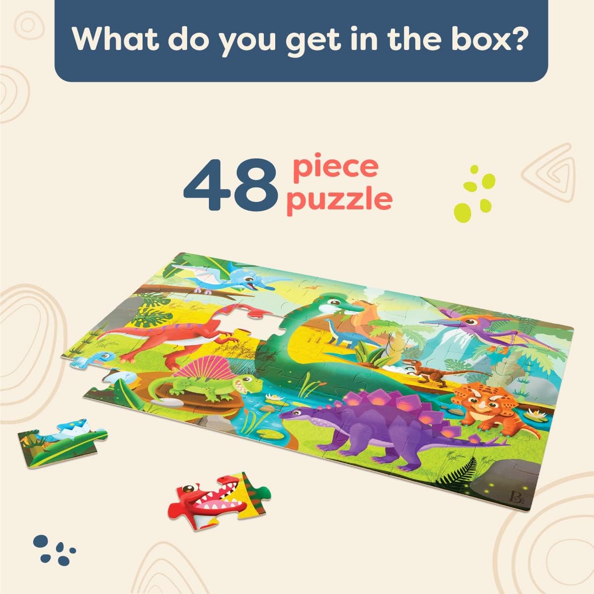 B. toys – Under The Sea Floor Puzzle – Kids Puzzles Jigsaw Puzzles – 48 Pieces Kids Puzzle with Ocean Animals – Educational 24 x 36-Inch Learning Toy for 3+ Years – Colorful Marine Life Adventure-Inch