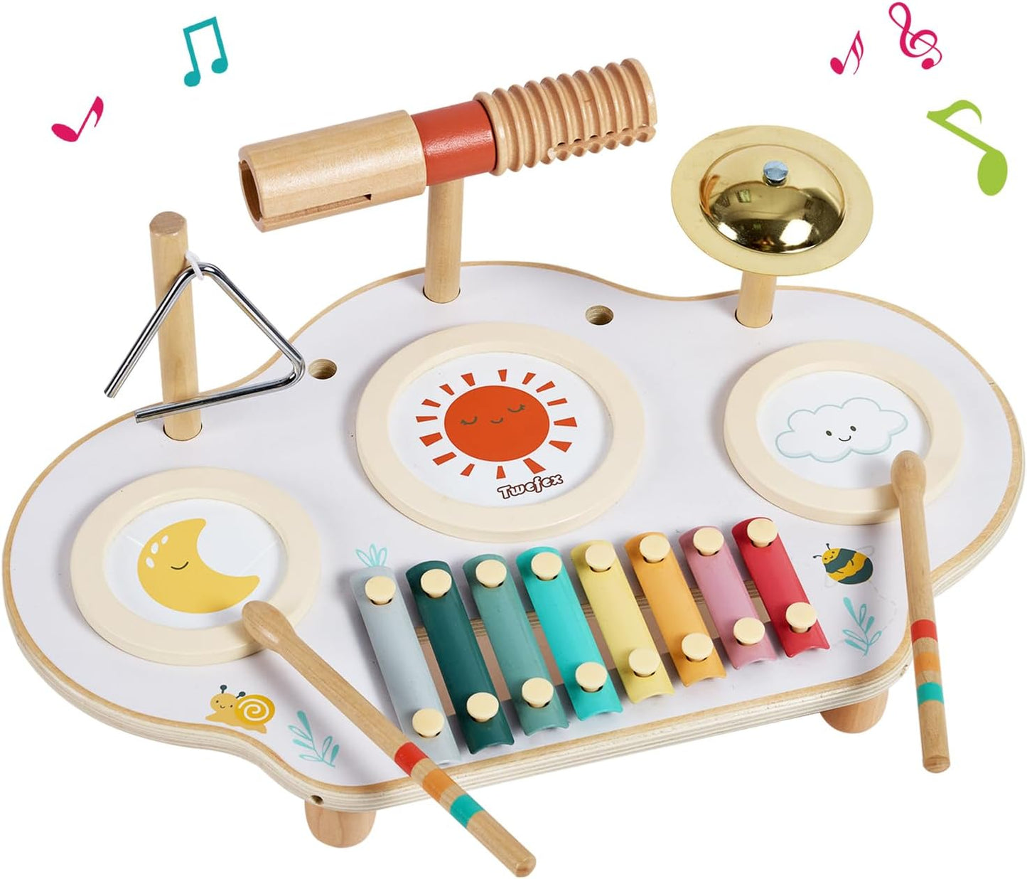 Twefex Montessori Spinning Drum, Montessori Toys for Babies 6-12 Months, Montisory Baby Toys for 1 Year Old Infant, Wooden Toy for Baby