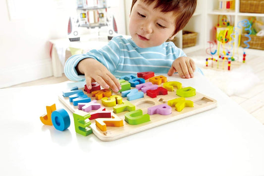 Hape Wooden Alphabet Puzzle| Wooden ABC Letters Colorful Educational Learning Puzzle Toy Board for Toddlers
