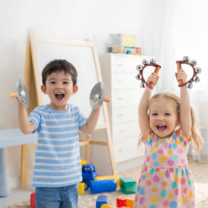 Stoie's Wooden Toddler Musical Instruments with Drum, Hand Bells, Flute, Maracas, Castanet, Tamburine, for Babies and Kids, Eco Friendly Montessori Educational Toy