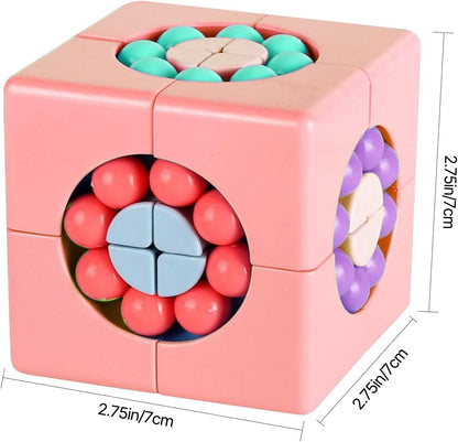 YUDANSI Magic Bean Puzzle Toy, Rotating Magic Bean & Fidget Cube 2-in-1, Rotating Magical Cube Fidgets Gift for Kids Boys Girls Age 3+, 5-7, 8-12, Brain Teaser Fingertip Toys for Teens Adults