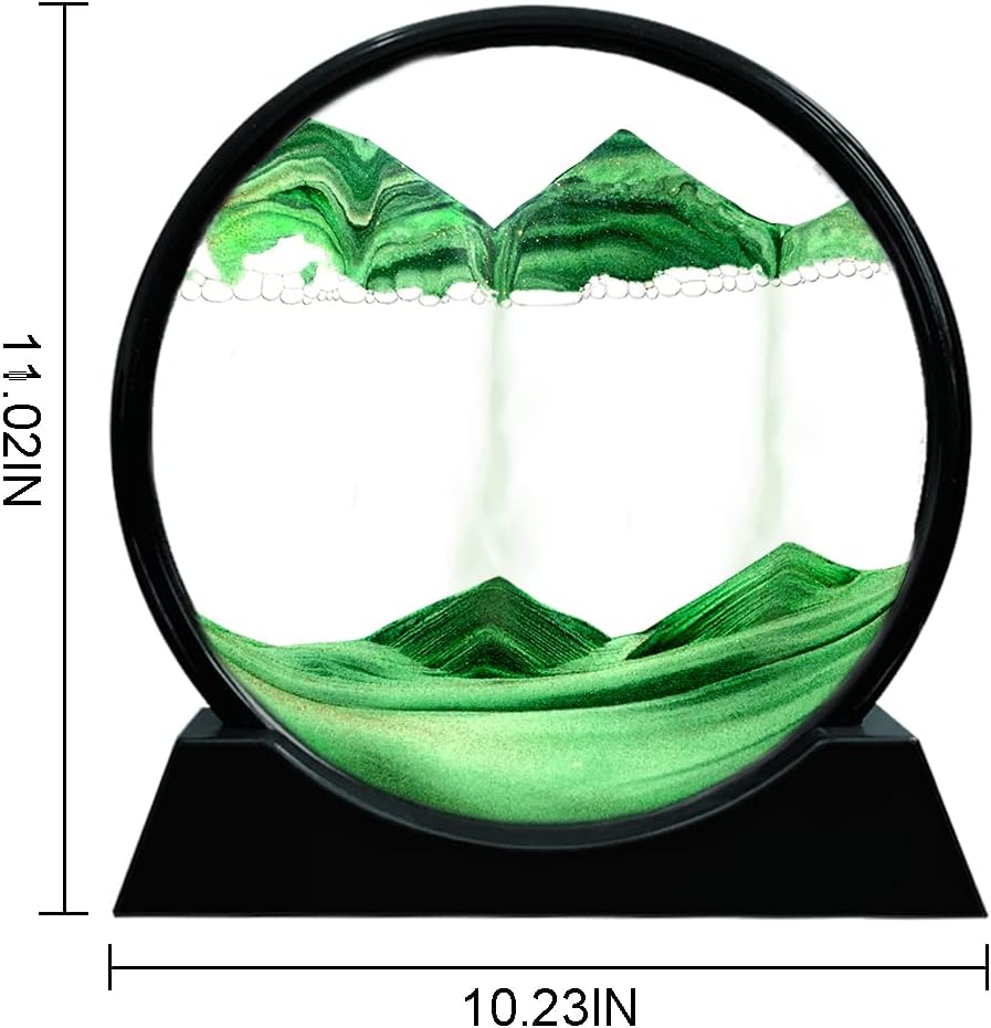 Muyan Moving Sand Art Picture Sandscapes in Motion Round Glass 3D Deep Sea Sand Art for Adult Kid Large Desktop Art Toys (Purple, 7 Inch)