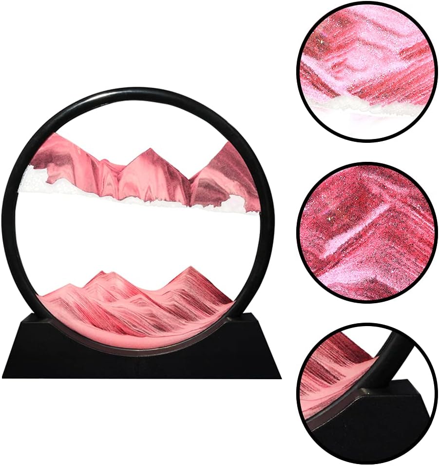 Muyan Moving Sand Art Picture Sandscapes in Motion Round Glass 3D Deep Sea Sand Art for Adult Kid Large Desktop Art Toys (Purple, 7 Inch)