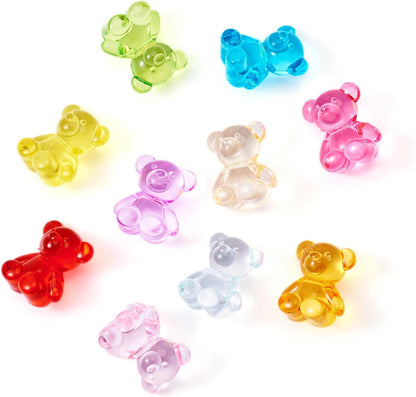 Kissitty 100Pcs Clear Acrylic Bear Beads Cute Bears Loose Beads Bulk Transparent Gummy Bear Spacer Bead Counting Bears for Bracelet Adults Necklace Earring Crafts Bag Key Chain DIY Jewelry Making