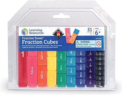 Learning Resources Fraction Tower Fraction Cubes, Kids Blocks, 51 Piece Set, Ages 6+