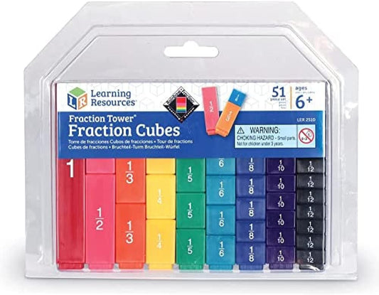 Learning Resources Fraction Tower Fraction Cubes, Kids Blocks, 51 Piece Set, Ages 6+