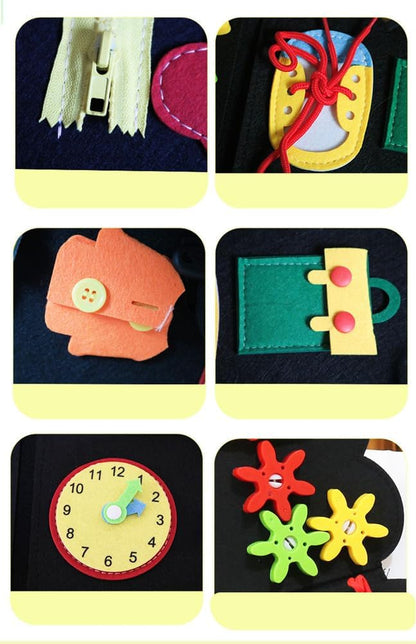 Montessori Panda Busy Board, Felt Dressing Activity Board, Toddler Fine Motor Skill Toy