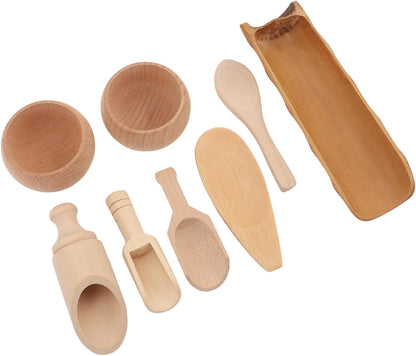Dan&Dre Sensory Bin Tools Toy, Wooden Bowls Scoop Toys for Fine Motor Learning and Sensory Play, with Smooth Edges for Toddlers