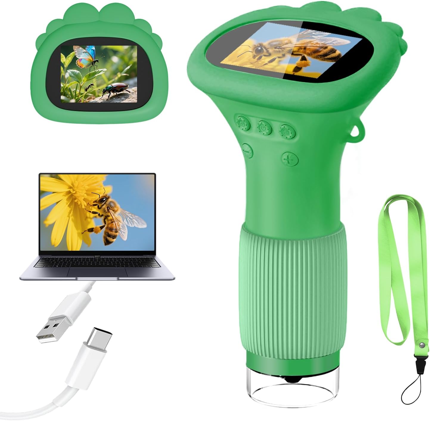 Acoath Microscope for Kids, 1000X Handheld Digital Miniscope with 2.0" Screen, Portable Pocket Microscope Education Toys Birthday Gifts for Age 3 4 5 6 7 8 9 10 Girls Boys