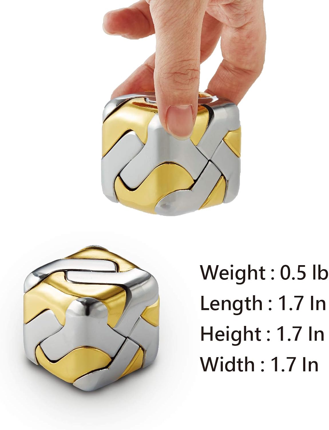 3D Brain Teasers Metal Puzzles Toy, Mind Puzzles for Adults Hand Smart Gifts for Boy and Girls Gold and Silver