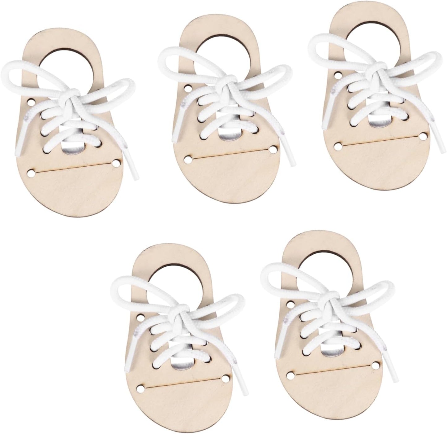Gadpiparty 5sets DIY Wood Ornament Unfinished Wood Slices for Shoe Lacing Practice