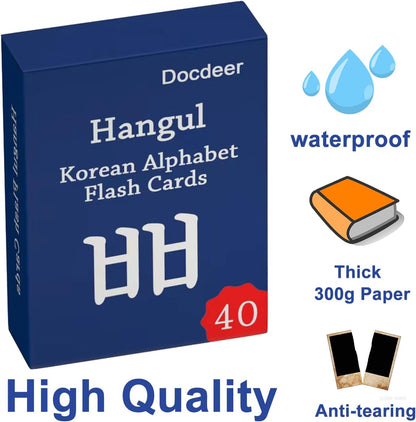 Hangul Korean Alphabet Syllabary Flash Cards for Beginners & Adults - Korean Educational Learning Flash Cards - Learning Video with Pure Pronunciation - Example Sentence & Words