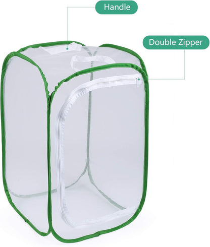 23.6" Large Butterfly Habitat Insect Cage Caterpillars Enclosure Pop-up Clear View 6 Mesh Panels 15.7 x 15.7 x 23.6 Inches Tall