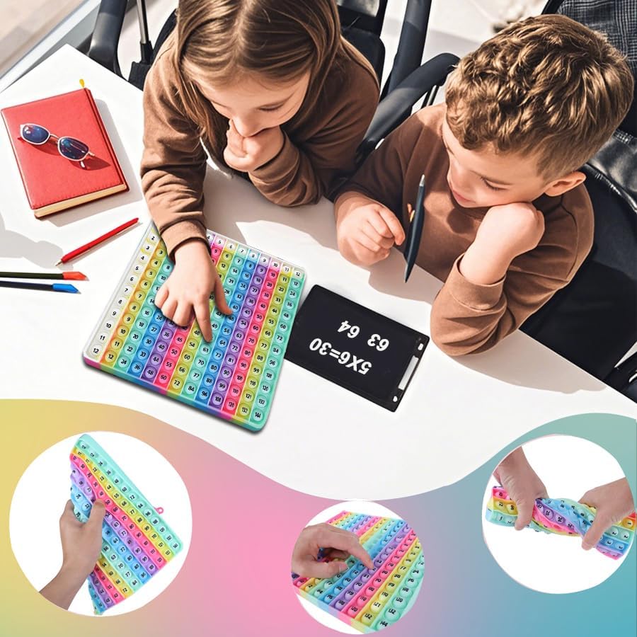Yadishen 12x12 Multiplication Game Table Kids Math Learning Posters, Fidget Popper Educational Math Tools Fidget Popular Toys Relieve Stress Various Math Operations (20cm Large)