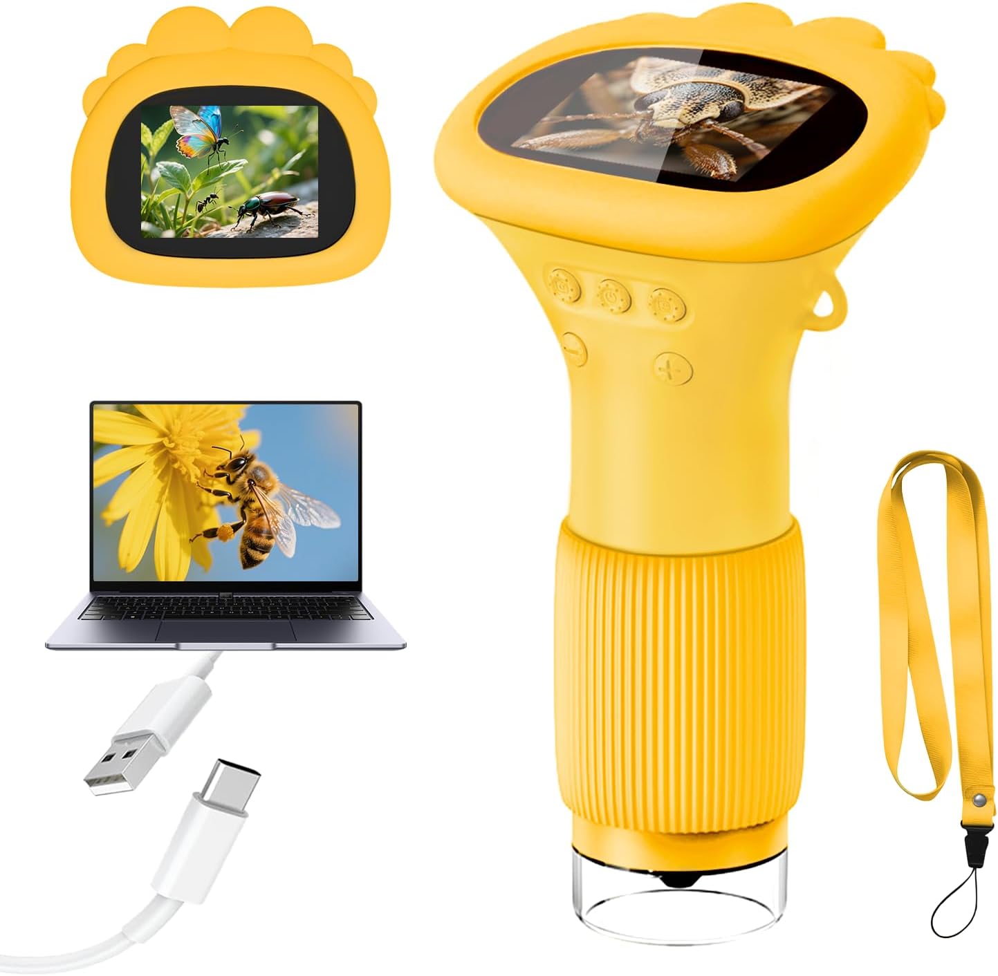 Acoath Microscope for Kids, 1000X Handheld Digital Miniscope with 2.0" Screen, Portable Pocket Microscope Education Toys Birthday Gifts for Age 3 4 5 6 7 8 9 10 Girls Boys