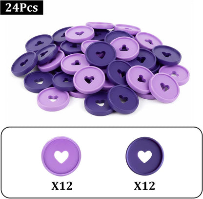 24 Pcs Plastic Book Binding Discs, 35mm Heart Binder Rings Expansion Discs, Discbound Rings for DIY Notebook Planner/Organizers, Pink/Rose Red/Red