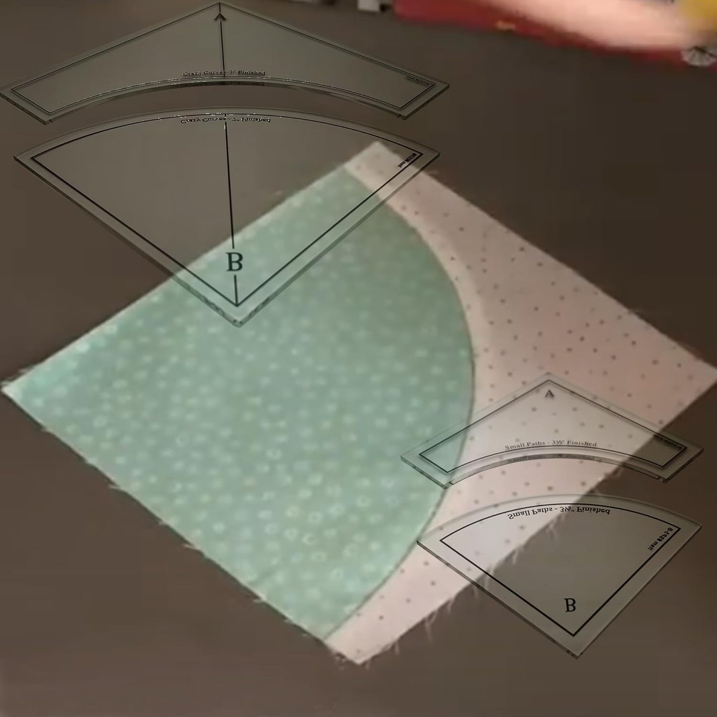 Melon Block Quilting Templates Set: Free Motion Quilting, Clear Acrylic for Creative Curved Patterns, 1/4” Seam Allowance (3pc)
