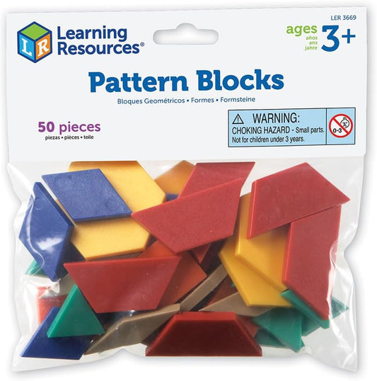 Learning Resources Pattern Blocks Smart Pack, Developmental Toy, Shapes, Patterns, 50 Pieces