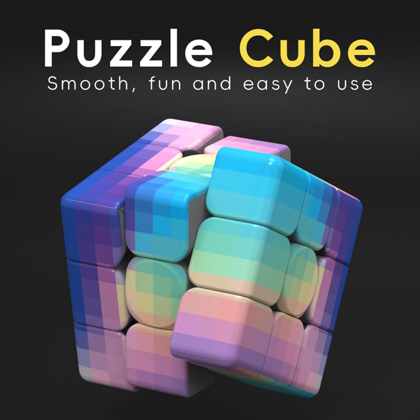 Gradient 3x3 Speed Cube, UV Printing Cube Magic Cube Educational Puzzles Toys for Kids,Beginners and Adults (Stickerless) Blue-PIink-Blue