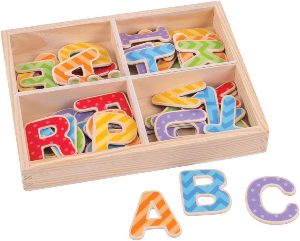 Bigjigs Toys Educational Wooden Magnetic Letters - Uppercase