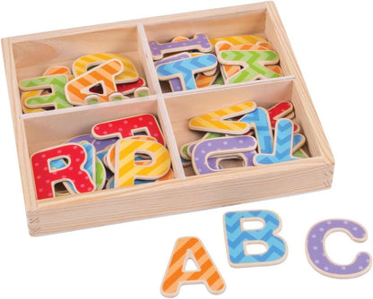 Bigjigs Toys Educational Wooden Magnetic Letters - Uppercase