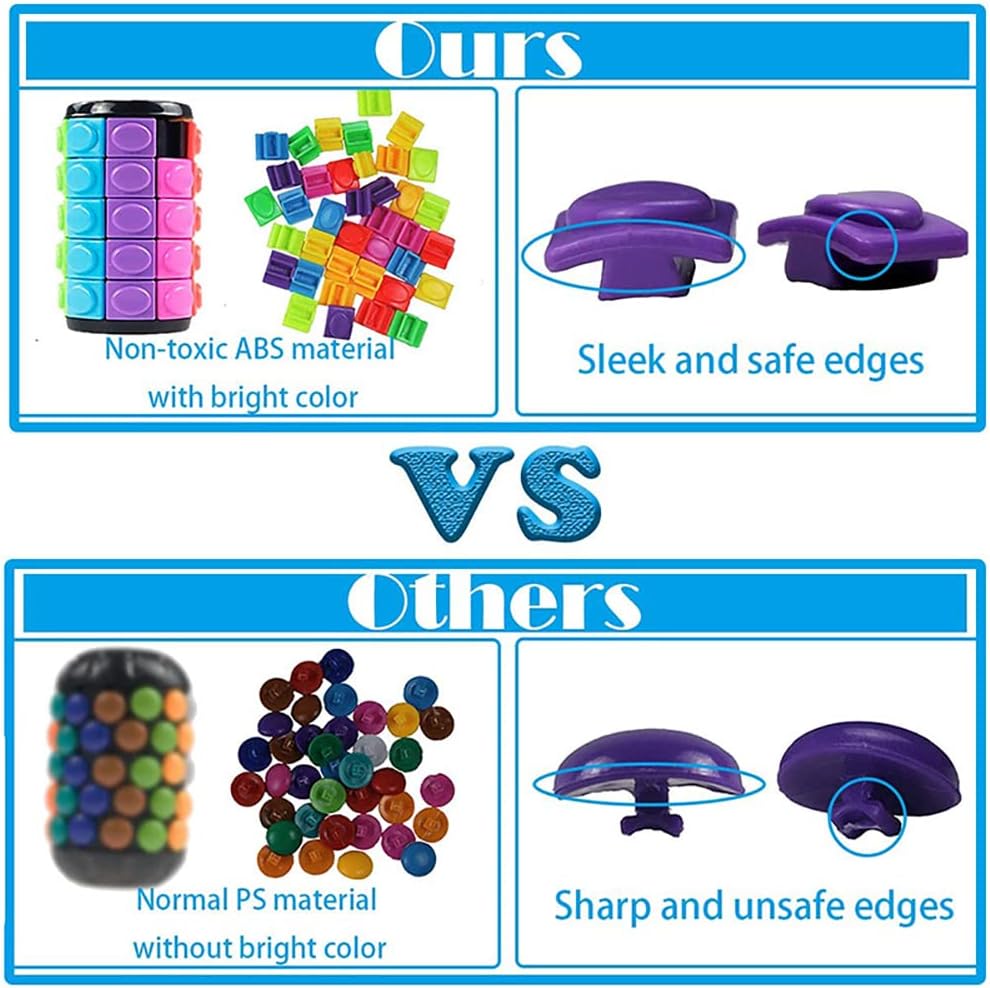 Magic 3D Puzzle Cube Rainbow Fidget Toys Cylinder Rotate Slide 7 Layers Educational Games for Kids Adults