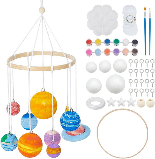 WEBEEDY DIY Solar Foam Ball Wall Hanging Kit DIY Solar System Model Project Kit with Polystyrene Spheres Ball,Pigment,Brushes for Hanging Space Project Party Decor Christmas Birthday Gift
