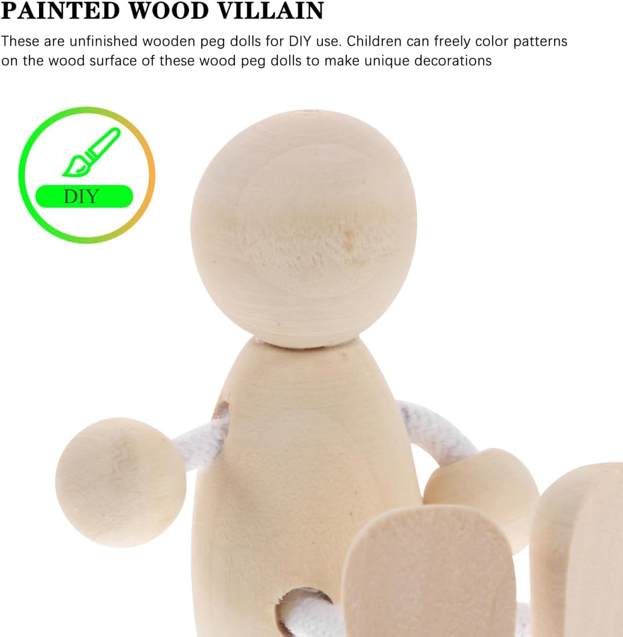 Tofficu 4pcs Unfinished Wooden Peg Dolls for Painting DIY Craft Peg People Figures for Teens Mini Natural Wood Figurines for Arts and Crafts Projects