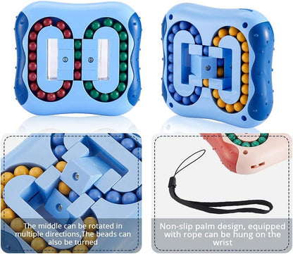 Magic Bean Cube Rotating Puzzle Fidget Toys Anti Stress Ball IQ Games Educational Sensory Easter Gift for Boys Girls Kids Children Adults (Indigo)