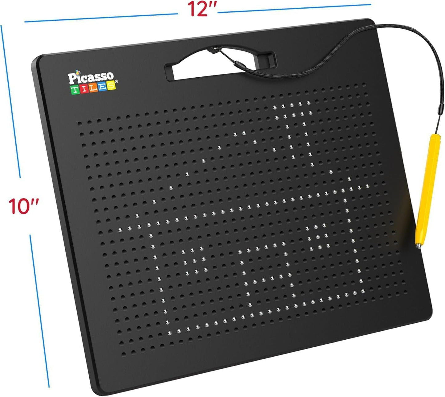PicassoTiles 2PK 4-in-1 Magnetic Drawing Board 12x10 inch Large Magnet Tablet Pad with 4 Facings Lowercase & Uppercase Alphabets, Numbers, & Freestyle STEM Learning Writing Reading Playboard PTB06