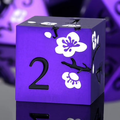 DnDnD Heavy Polyhedral Metal Dice Set with Metal Box, 7-die Shiny Blue Surface with Golden Number for RPG,Dungeons and Dragons,Pathfinder,Shadowrun,D&D,Role Palying Game and Math Teaching - Colors A