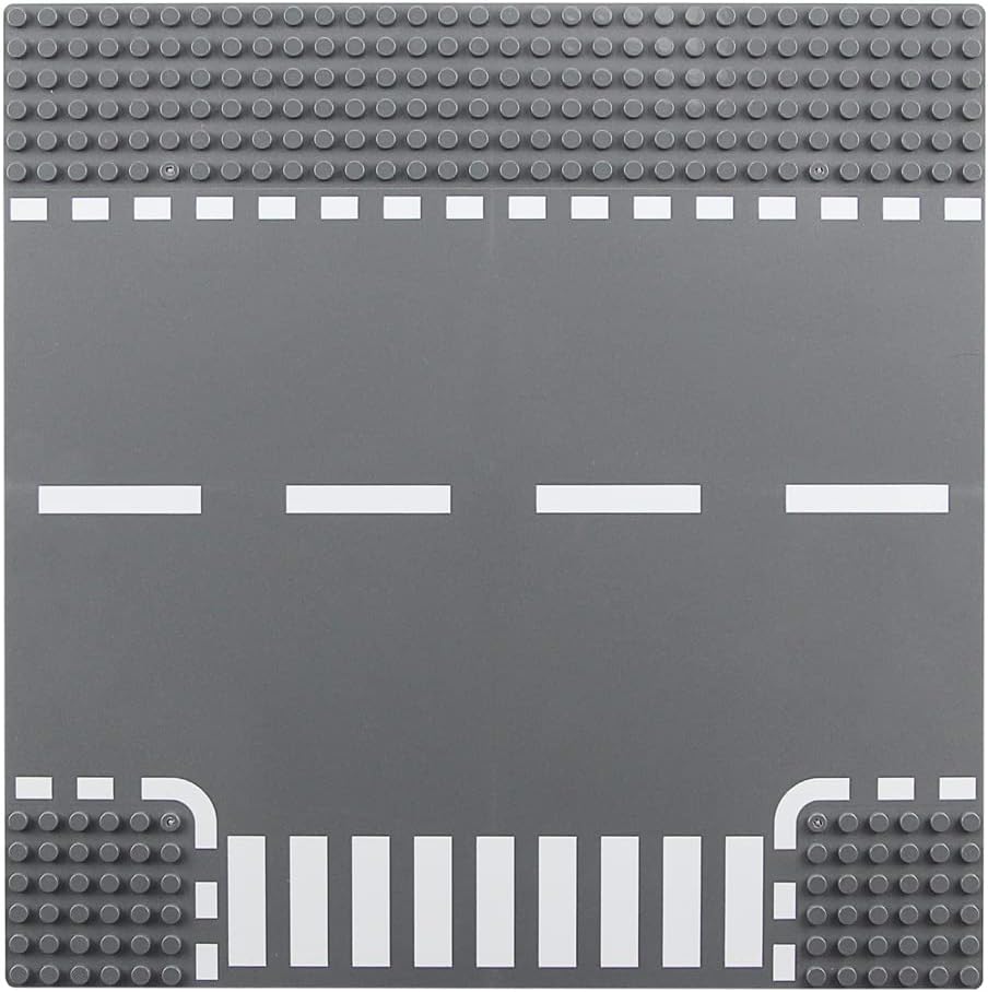 Feleph Classic Road Baseplates City Street Curve Road Building Block Kit 10 x 10 Inches Town Base Plate for Building Bricks Compatible with All Major Brands(Curve 2 Pieces)