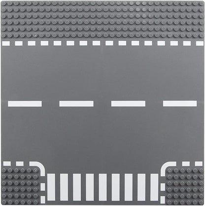 Feleph Classic Road Baseplates City Street Curve Road Building Block Kit 10 x 10 Inches Town Base Plate for Building Bricks Compatible with All Major Brands(Curve 2 Pieces)