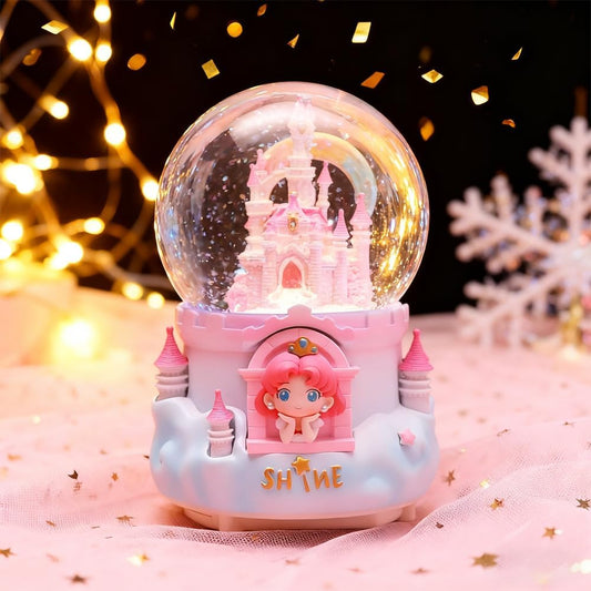 Snow Globe, Castle Musical Snow Globes with Crystal Ball & Colorful LED Lights, Snow Fall Fairy Tale Princess Castle Snow Globes, Christmas Birthday Gifts for Women, Girls, Kids, Home Room Decor