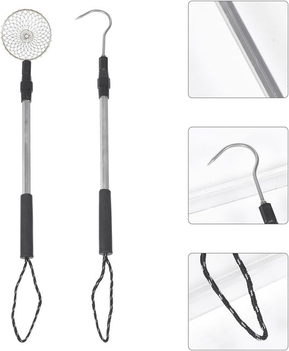 Abaodam Beach Sand Sifter and Shell Scooper with Aluminum Telescopic Rod and Shovel for Outdoor Shell Collecting Rock Hunting and Sand Filtering Tool