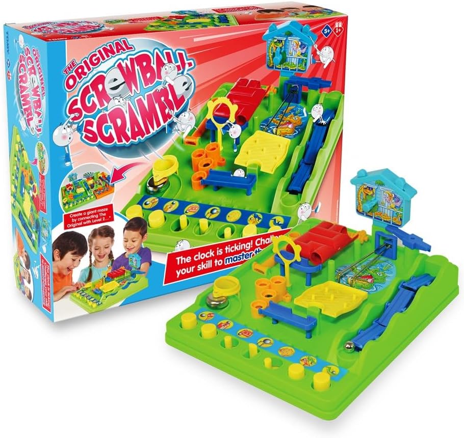 TOMY Screwball Scramble Level Up Marble Maze - Vertical Beat-The-Clock Marble Run Game - Skill & Dexterity Challenge - 1–4 Players - Ages 5+