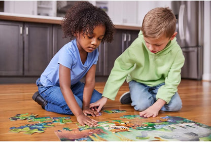 Crocodile Creek 36-Piece Jigsaw Floor Puzzle - Shark Reef - for Kids Ages 3-5 - Heavy-Duty Shaped Box for Storage - 24" W x 18" H Finished