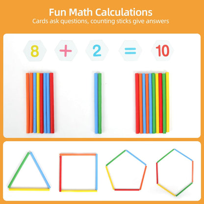 Abacus Toys for Kids, Math Toy with Number Cards 1-100 Counting Sticks,Ruler,Alphabets,Colorful Educational Learning Toys for Homeschool Supplies,Counting Skills, for 3+ Years Old