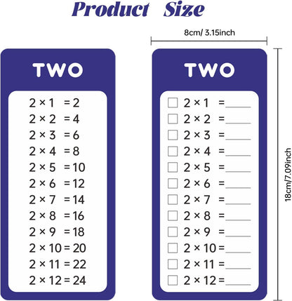 15-Piece Multiplication Flash Cards (0-12) with 2 Erasable Pens (Blue/Red) & 2 Binder Rings - Times Table Learning Set for Classroom or Home