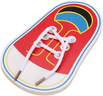 Shoe Tying Practice, Wooden Learn to Tie Your Own Shoes Threading Lacing Shoes Training Early Learning Kits, Decorative Accessories