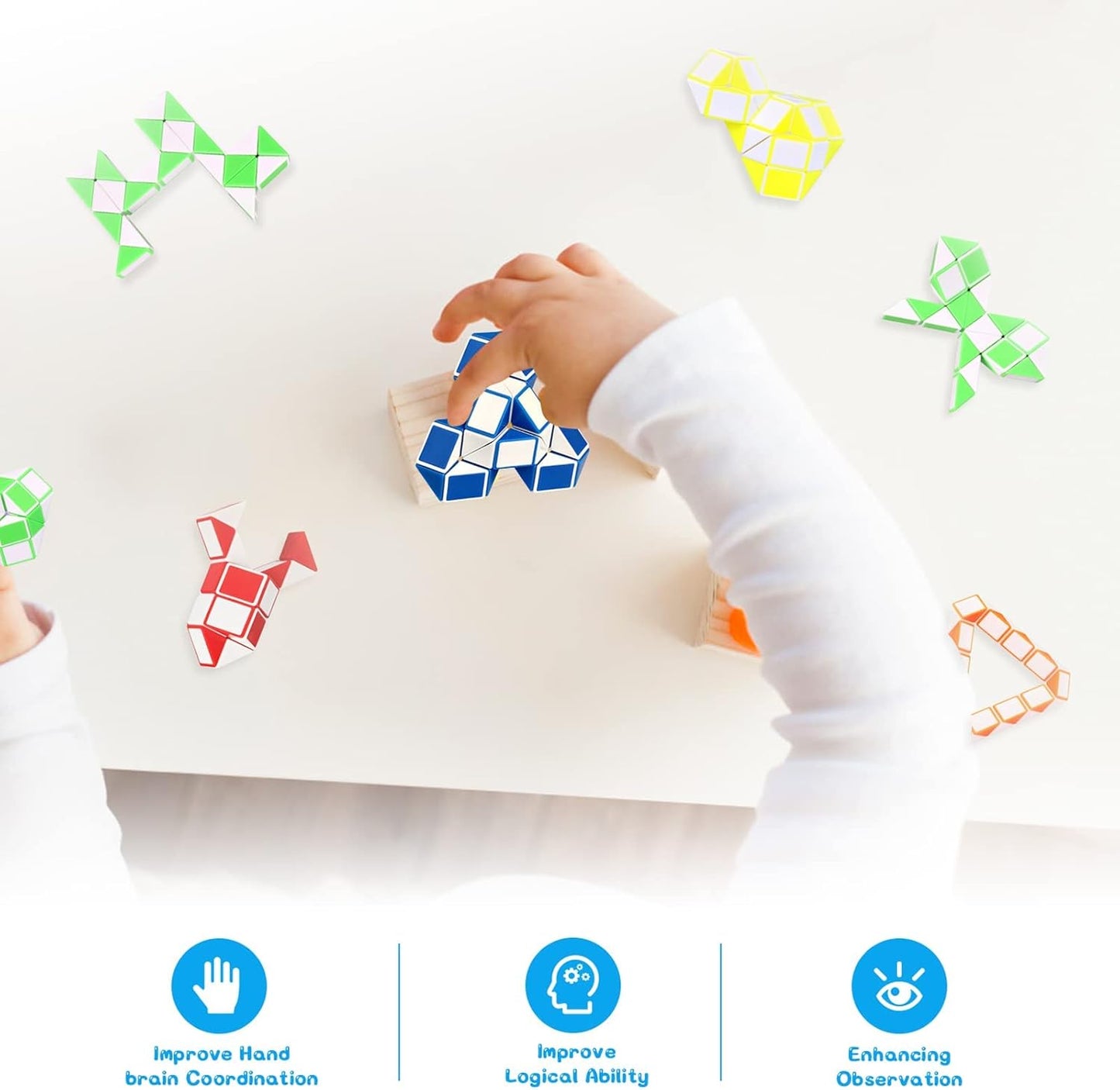 Ganowo 24 Pack Fidget Snake Cube, Mini Twist Puzzle Party Bag Fillers Bulk Toys for Kids Teens Birthday Stocking Stuffers Party Favors Supplies Goodie Bags Fillers, Random Colors