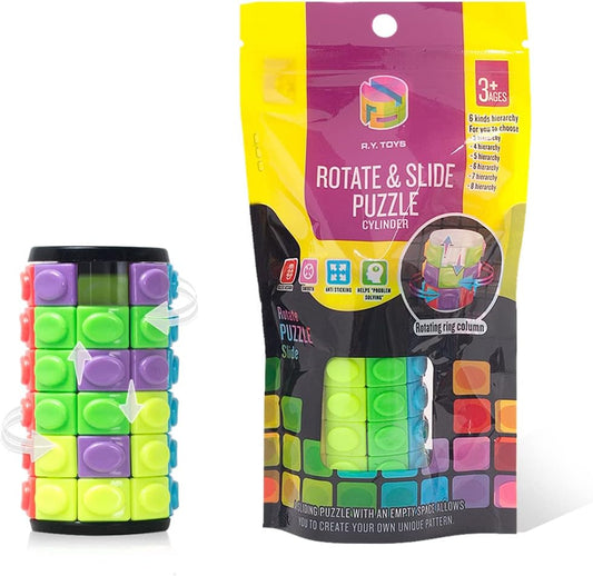 R.Y.TOYS Rotate and Slide Puzzle-Design Patent,Fidget Toys(Restore Order/Create Patterns) 8 Colors,7 Layers-Detach Piece for Quick Play,Brain Teaser,Sensory Toys,Birthday Gifts,Easter Basket Stuffers