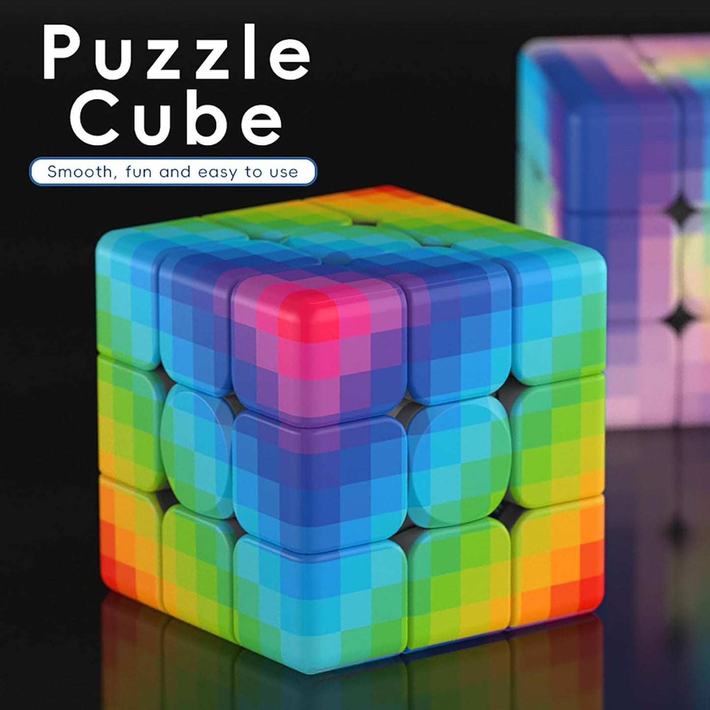 Gradient 3x3 Speed Cube, UV Printing Cube Magic Cube Educational Puzzles Toys for Kids,Beginners and Adults (Stickerless) Blue-PIink-Blue