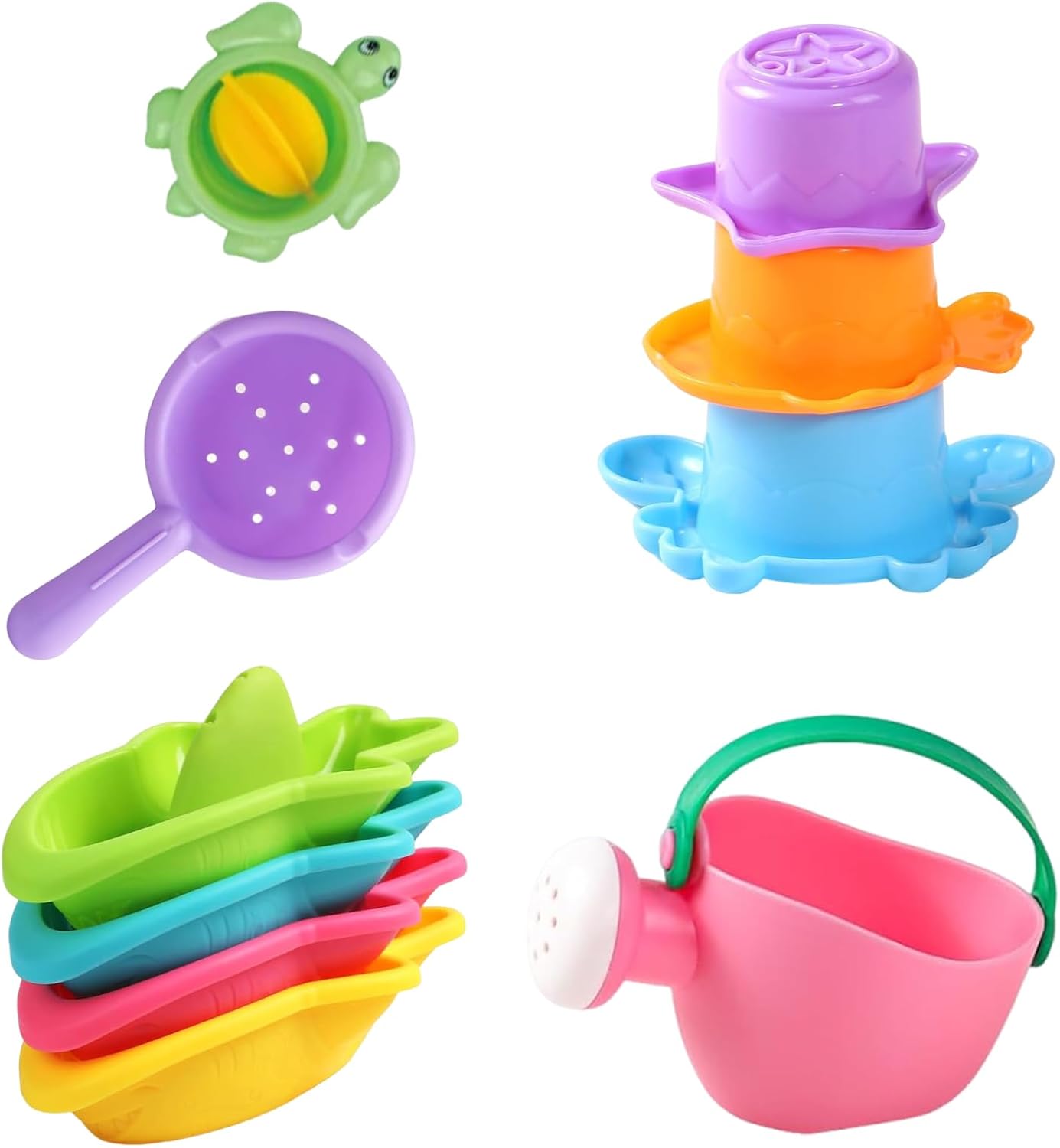 Colorful Water Play 10Pcs Toddler Sand Tools for Beach, Pool Sensory Learning Activities Sand and Water Toy