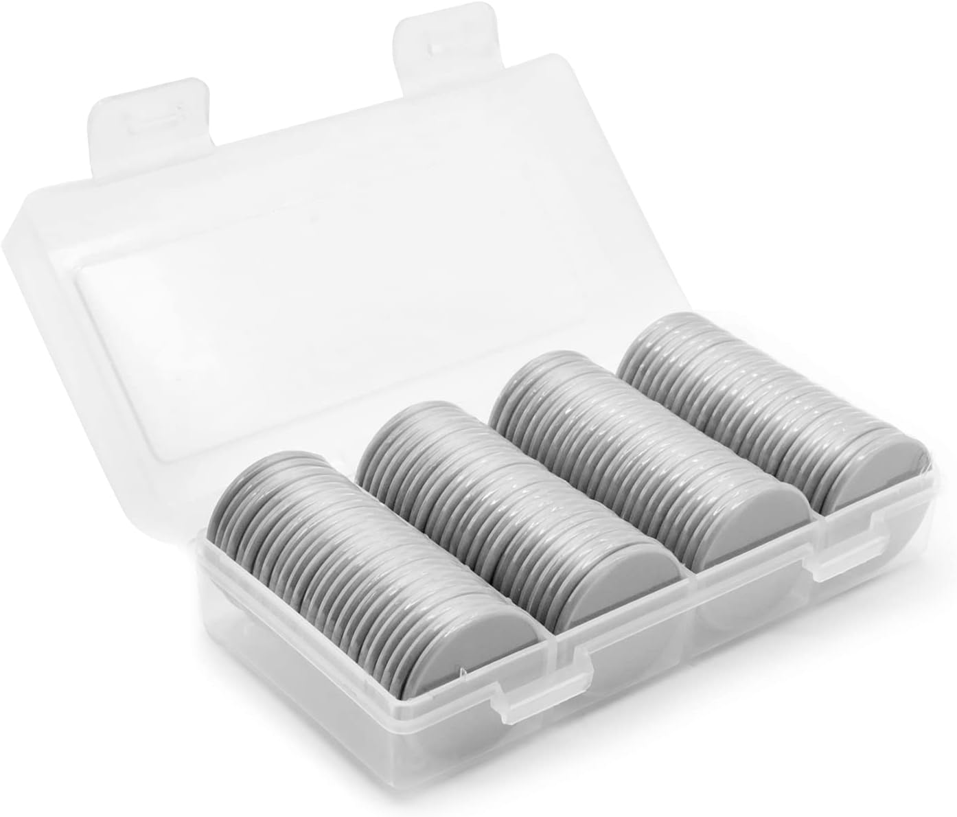 Set of 100 Opaque Plastic Learning Counters Mini Poker Chips Game Tokens with Storage Box (Black+White+Blue+Purple, 1 Inch)